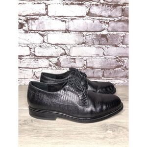 Monaco Goodyear Welt Black Leather Croc Oxfords Dress Shoes Men Sz 10.5M US/44EU